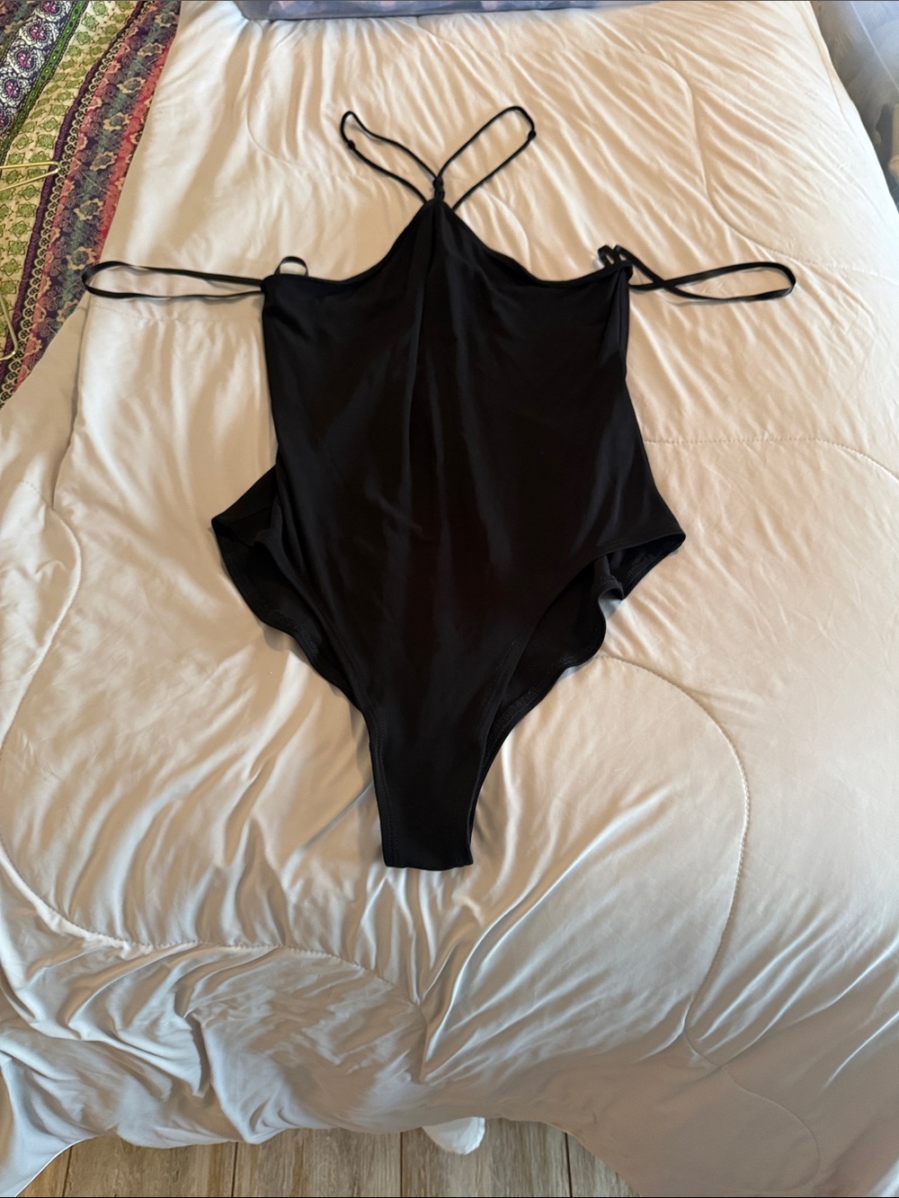 Frame Denim Black Slim-Strap Bodysuit